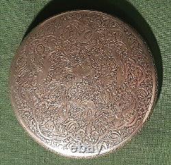 Antique Richly Engraved Solid Silver Box Ethnic Syria