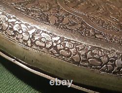 Antique Richly Engraved Solid Silver Box Ethnic Syria