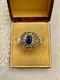 Antique Ring Beautiful Sapphire, White Topaz, And Solid Silver