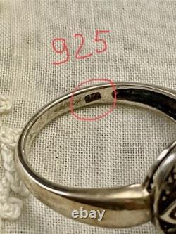 Antique Ring Beautiful Sapphire, White Topaz, and Solid Silver