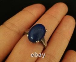 Antique Ring In Silver Massif Art Deco And Lapis-lazuli