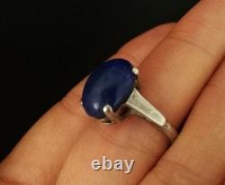 Antique Ring In Silver Massif Art Deco And Lapis-lazuli