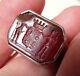 Antique Ring In Silver Solid And Intaglio Coat Of Arms Blazon Silver Ring
