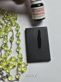 Antique Rosary in Solid Silver, Crab Hallmarks, Faceted 8mm Uraline Beads