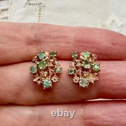 Antique Rose Gold Solid Silver Colombian Emerald Earrings