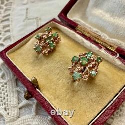 Antique Rose Gold Solid Silver Colombian Emerald Earrings