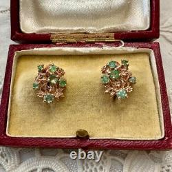 Antique Rose Gold Solid Silver Colombian Emerald Earrings