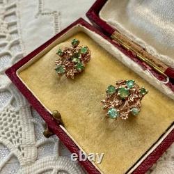 Antique Rose Gold Solid Silver Colombian Emerald Earrings