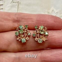 Antique Rose Gold Solid Silver Colombian Emerald Earrings