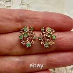 Antique Rose Gold Solid Silver Colombian Emerald Earrings