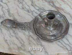 Antique Royal Bishop’s Silver Candlestick, Minerva hallmark, rare, 232 g, hand-held, 19th century
