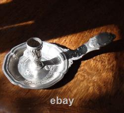 Antique Royal Bishop’s Silver Candlestick, Minerva hallmark, rare, 232 g, hand-held, 19th century
