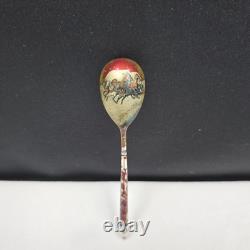 Antique Russian Silver Teaspoon, Polychrome