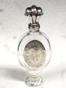 Antique Salt Perfume Bottle Crystal Solid Silver