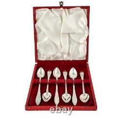 Antique Set of 6 Danish Solid Silver Engraved Long Coffee Spoons