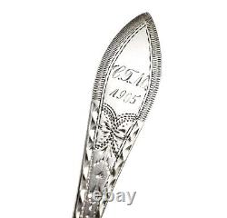 Antique Set of 6 Danish Solid Silver Engraved Long Coffee Spoons