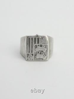 Antique Signet Ring in Solid Silver, 19th Century