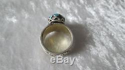 Antique Silver And Turquoise Ring Salas Mexico And Solid Gold 14 K