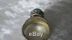 Antique Silver And Turquoise Ring Salas Mexico And Solid Gold 14 K