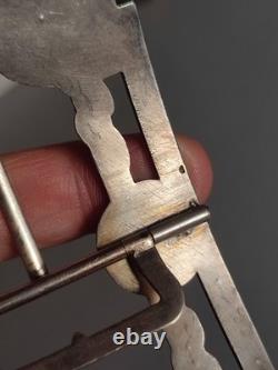 Antique Silver Belt Buckle Set with Purple Stones, Regency Style