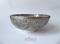 Antique Silver Bowl Decorated From Indochinese Landscapes Around 1900