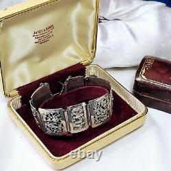 Antique Silver Bracelet Indochina Early 20th Century Pagoda Dragon Decoration