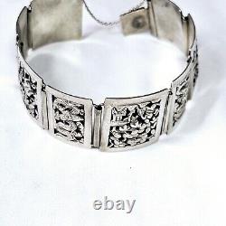 Antique Silver Bracelet Indochina Early 20th Century Pagoda Dragon Decoration
