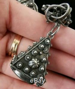 Antique Silver Bracelet With Big Charms