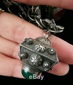 Antique Silver Bracelet With Big Charms