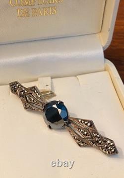 Antique Silver Brooch, Art Deco Jewelry, circa 1900. Solid silver, hallmark.