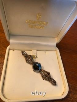 Antique Silver Brooch, Art Deco Jewelry, circa 1900. Solid silver, hallmark.