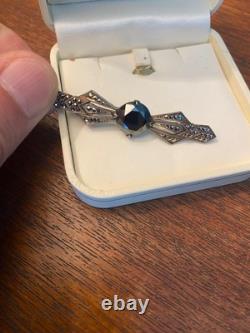 Antique Silver Brooch, Art Deco Jewelry, circa 1900. Solid silver, hallmark.