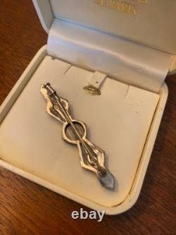 Antique Silver Brooch, Art Deco Jewelry, circa 1900. Solid silver, hallmark.