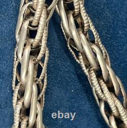 Antique Silver Chain 151 g Long Necklace 19th Century with Clasp 90 cm