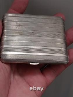 Antique Silver Cigarette Case 82 g, Dated Box 1920, Solid Silver Monogram