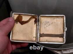 Antique Silver Cigarette Case 82 g, Dated Box 1920, Solid Silver Monogram
