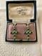 Antique Silver Cross Earrings With 6 Jade Fleur De Lys