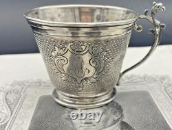Antique Silver Cup by PHILIPPE BERTHIER circa 1850 guilloché monogrammed ML