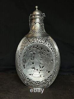 Antique, Silver-Gilded Bottle, Persian 19th Century