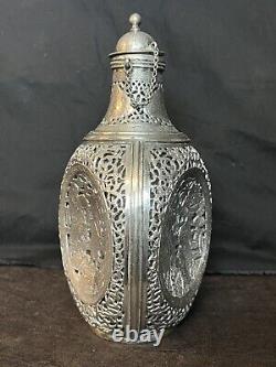 Antique, Silver-Gilded Bottle, Persian 19th Century