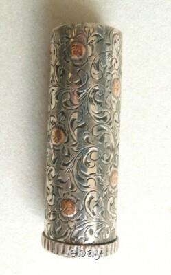 Antique Silver Gilded Lipstick Tube circa 1930