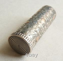 Antique Silver Gilded Lipstick Tube circa 1930
