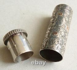 Antique Silver Gilded Lipstick Tube circa 1930