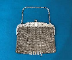 Antique Silver Gilt Ball Bag 19th Century Chain Mail Purse Alms Bag no Minerva