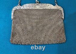 Antique Silver Gilt Ball Bag 19th Century Chain Mail Purse Alms Bag no Minerva