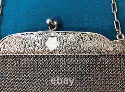 Antique Silver Gilt Ball Bag 19th Century Chain Mail Purse Alms Bag no Minerva