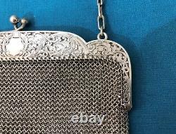 Antique Silver Gilt Ball Bag 19th Century Chain Mail Purse Alms Bag no Minerva