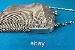 Antique Silver Gilt Ball Bag 19th Century Chain Mail Purse Alms Bag no Minerva