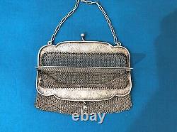 Antique Silver Gilt Ball Bag 19th Century Chain Mail Purse Alms Bag no Minerva