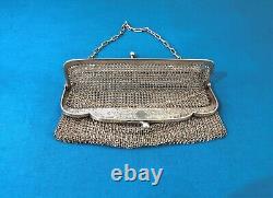 Antique Silver Gilt Ball Bag 19th Century Chain Mail Purse Alms Bag no Minerva